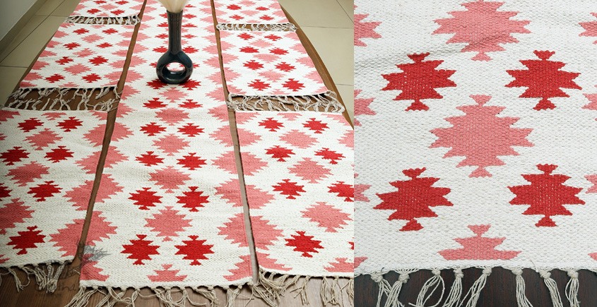 Handwoven Dhurrie - Cotton table mat and runner