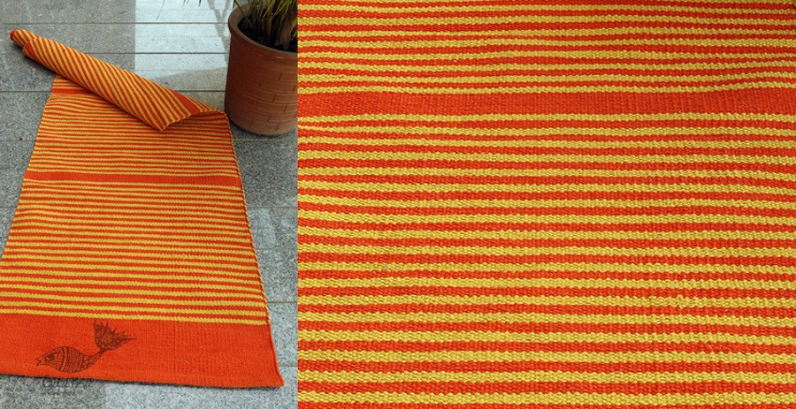 Handwoven Cotton Yoga Mat / Living Room Rug  - Chess 