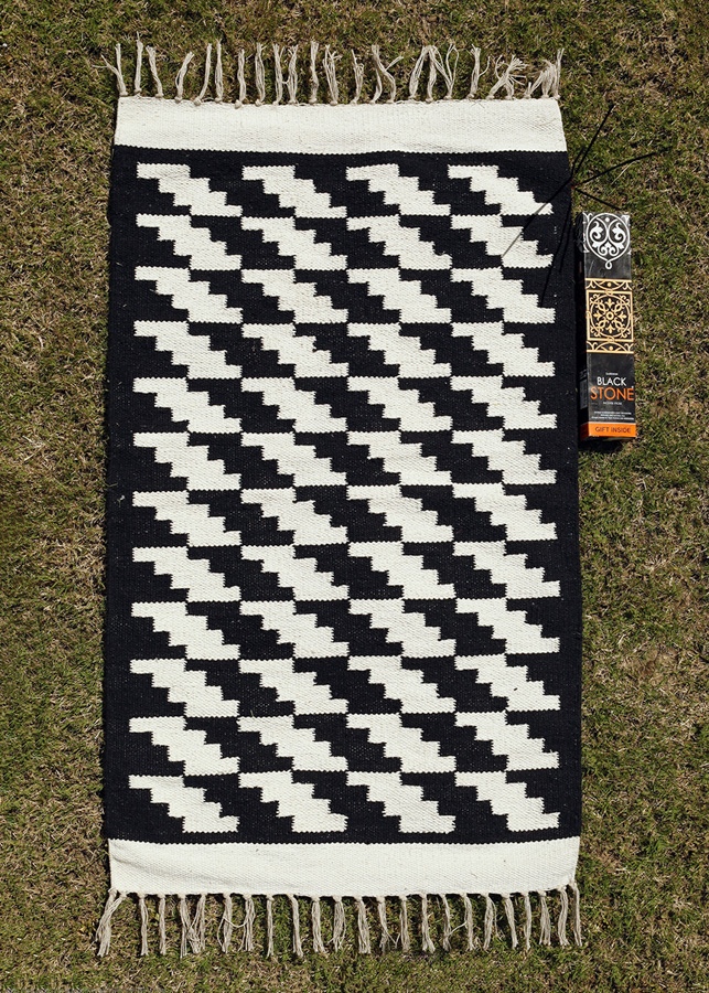 Handwoven Cotton Mat / Aasan Zig Zag