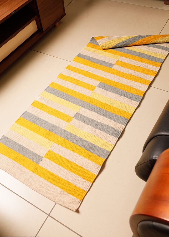 Cotton Bed Side Runner / Kitchen Runner - Half Stripe