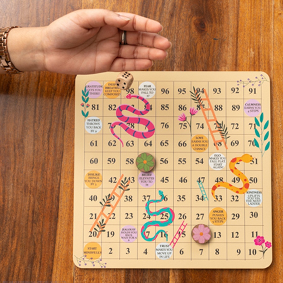 shop Handmade Wooden indoor Board game - Snakes & Ladders