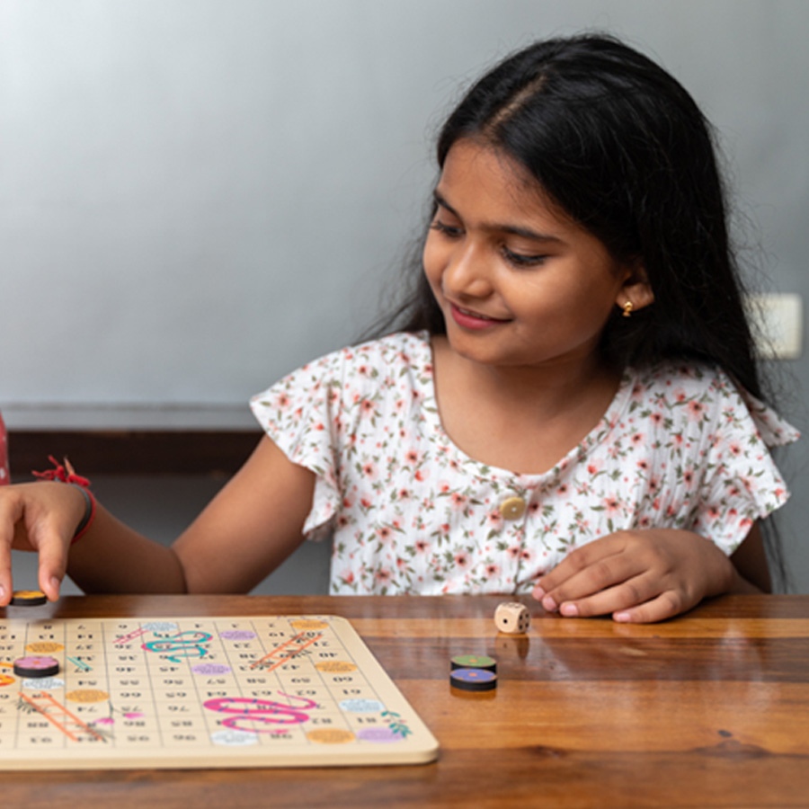 shop Handmade Wooden indoor Board game - Snakes & Ladders