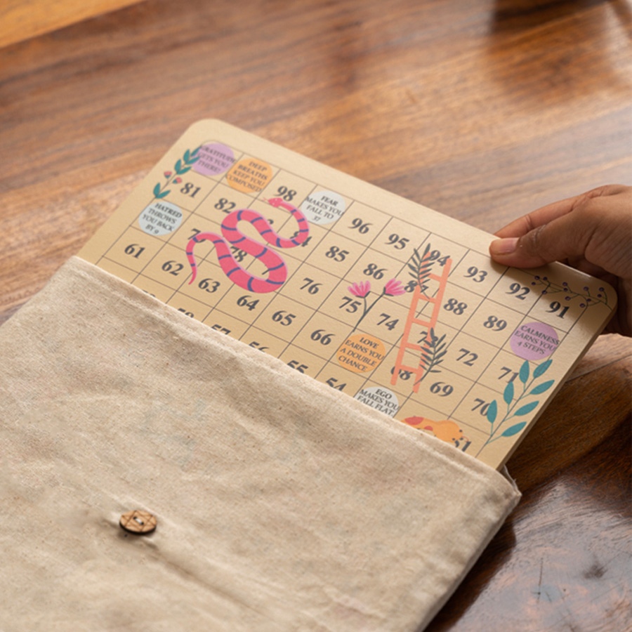 shop Handmade Wooden indoor Board game - Snakes & Ladders