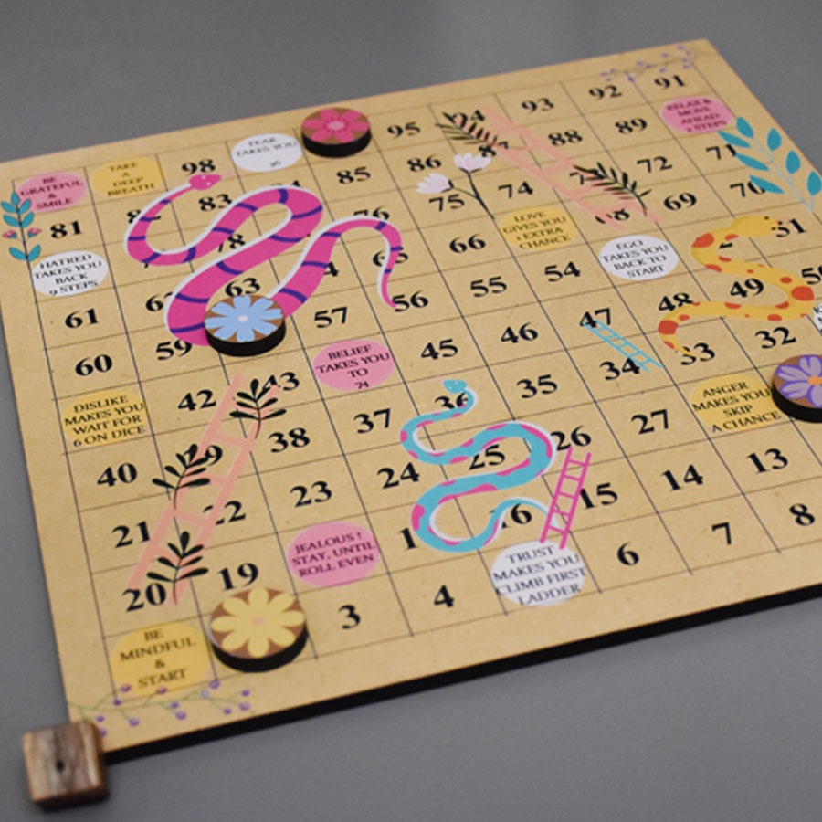 shop Handmade Wooden indoor Board game - Snakes & Ladders