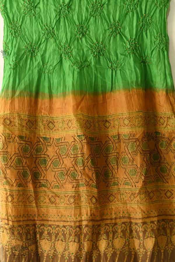 shop silk stole - handmade ajrakh bandhani