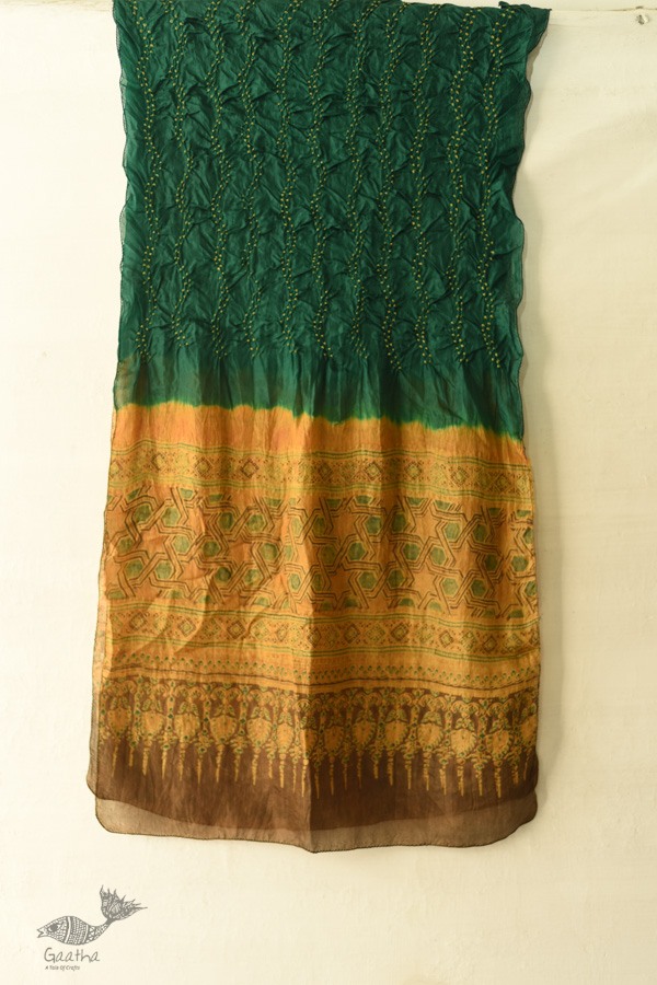 shop Ajrakh Bandhani Silk Stole