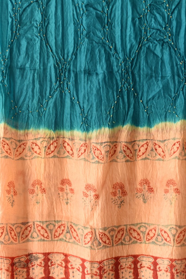 shop silk stole - handmade ajrakh bandhani