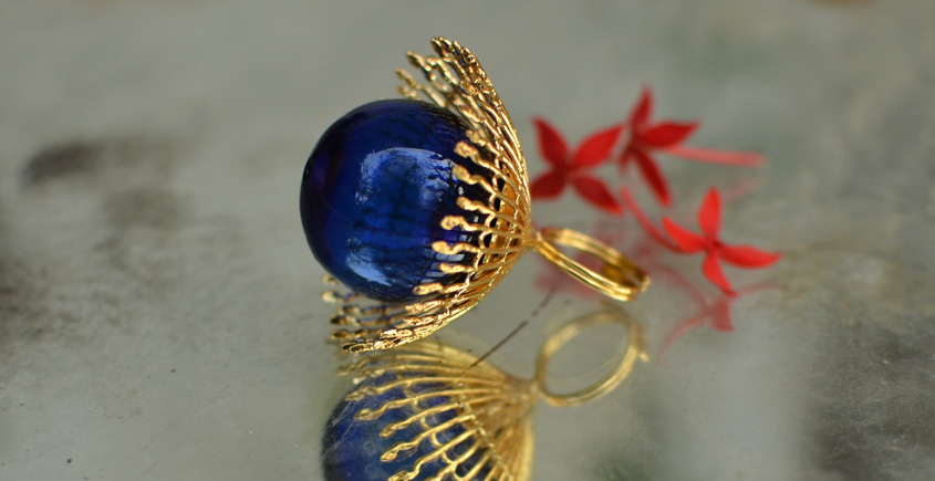 Bihag . Glass Jewellery ☼ Weave Of Nature Ring ( Blue ) ~ 33