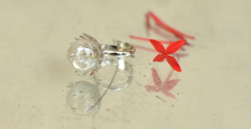 Bihag . Glass Jewellery ☼ Dandelion And Dew Drop Ring ~ 23