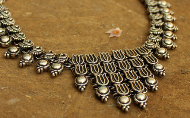 Buy Handcrafted Antique Finish White Metal Necklace| Indian craft