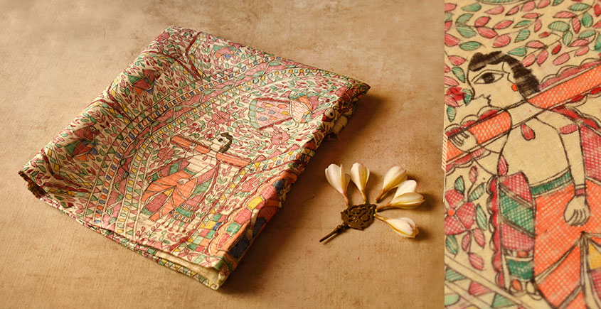 Dream Girl ❁ Tussar Silk . Madhubani Saree ❁ 10