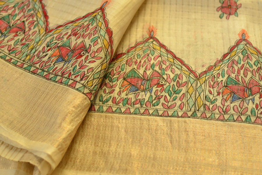 Dream Girl ❁ Tussar Silk . Madhubani Saree ❁ 10