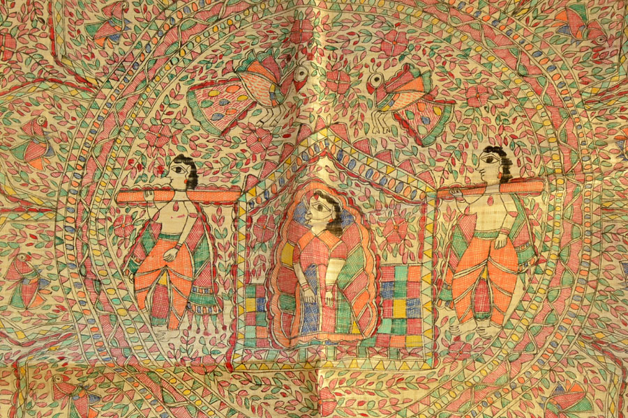Dream Girl ❁ Tussar Silk . Madhubani Saree ❁ 10