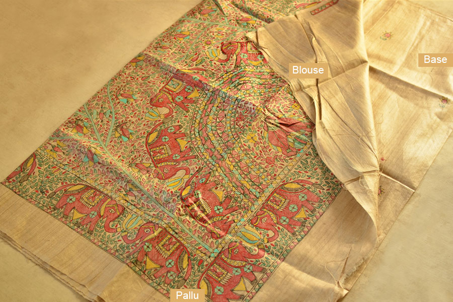 Dream Girl ❁ Tussar Silk . Madhubani Saree ❁ 5