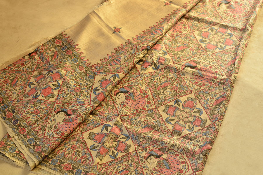 Dream Girl ❁ Tussar Silk . Madhubani Saree ❁ 6