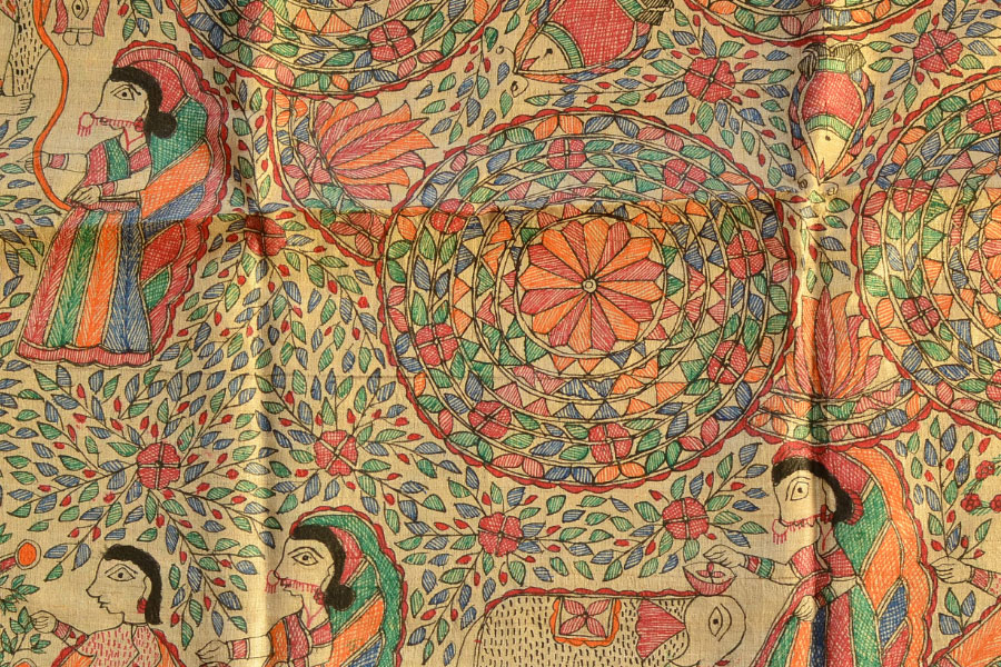 Dream Girl ❁ Tussar Silk . Madhubani Saree ❁ 7