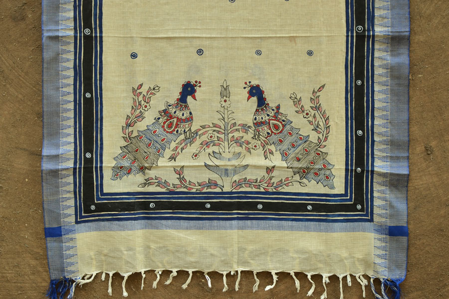 Urmika ❁ Cotton Silk . Madhubani Dupatta ❁ 13