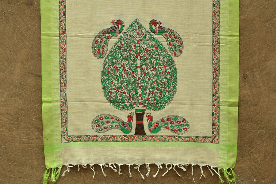 Urmika ❁ Cotton Silk . Madhubani Dupatta ❁ 6
