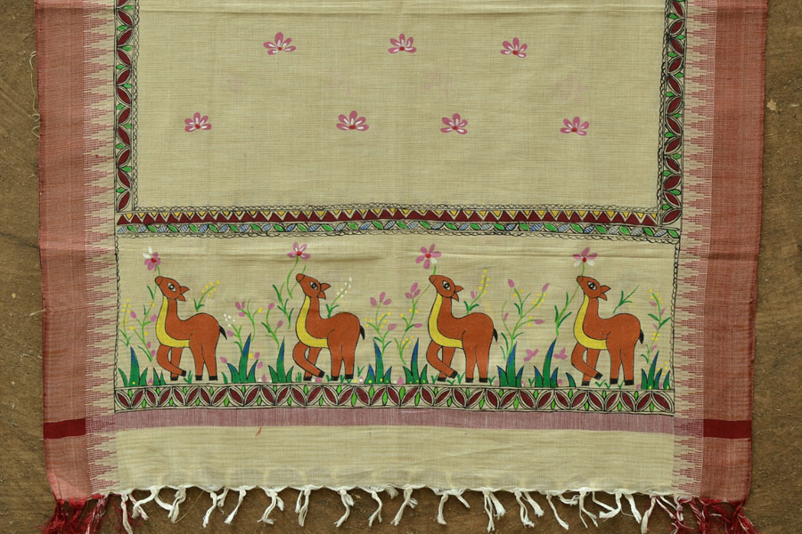 Urmika ❁ Cotton Silk . Madhubani Dupatta ❁ 7