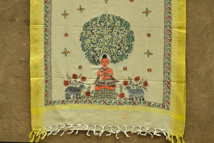 Urmika ❁ Cotton Silk . Madhubani Dupatta ❁ 15