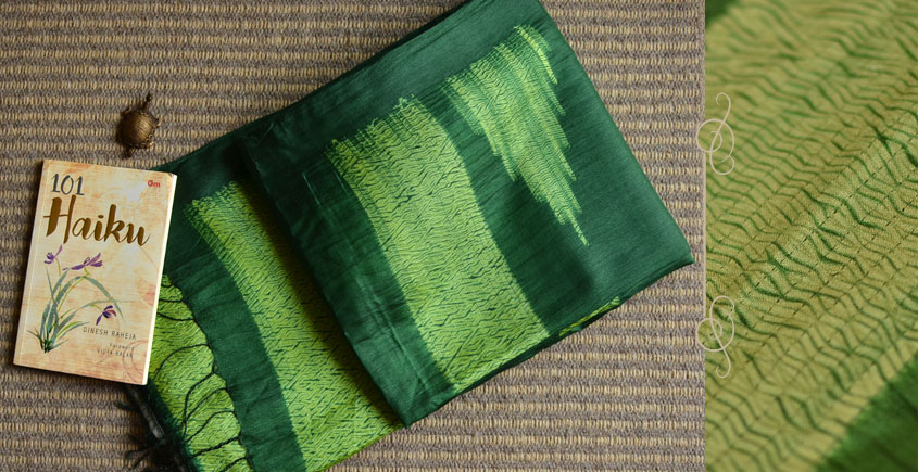 Haiku ✼ Handwoven Tussar-Spun Silk Shibori Saree { F }