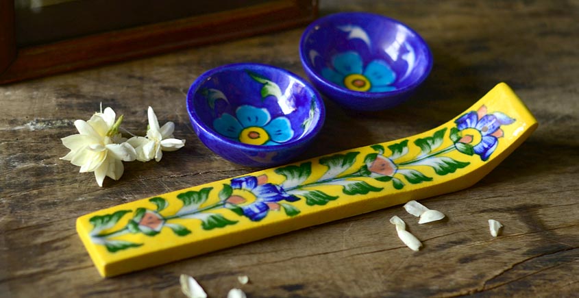 Azure ~ Diya + Incense stick stand