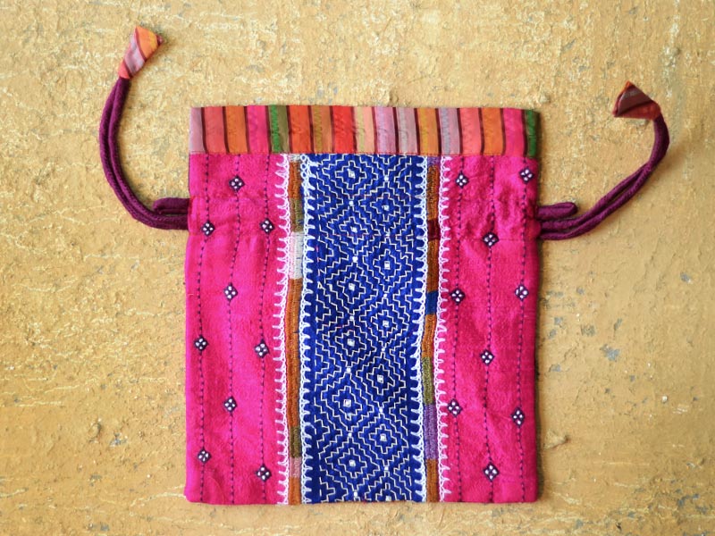 Kambira Embroidery ~ Raw silk pouch III