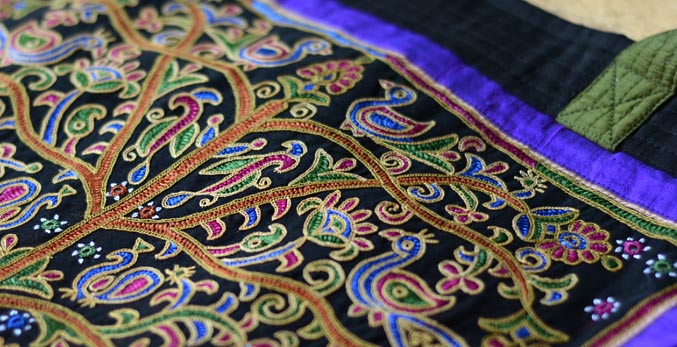 Ahir embroidery ~ Raw silk carry bag