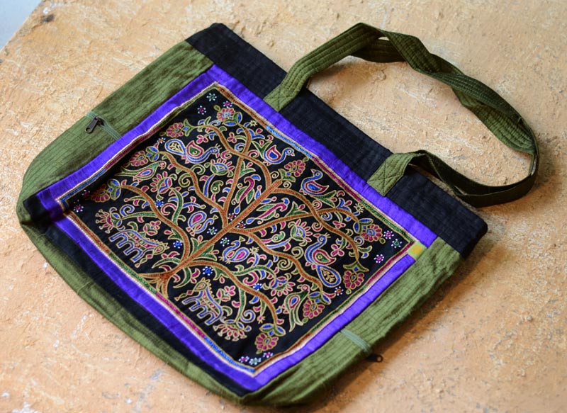 Ahir embroidery ~ Raw silk carry bag