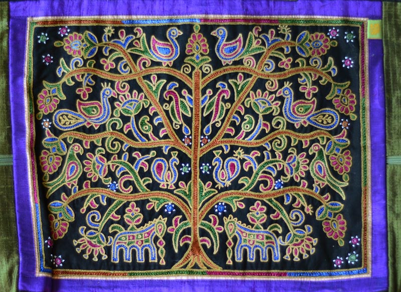 Ahir embroidery ~ Raw silk carry bag