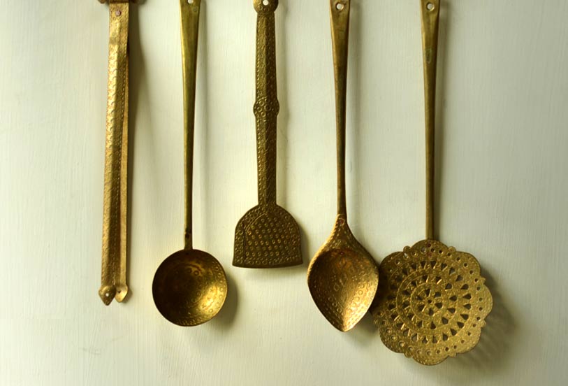 shop handmade kitchen set - pure brass utensils 