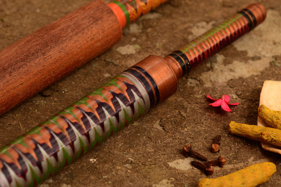 Kutch lacquer rolling pin ~ Belan