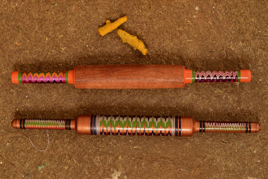 Kutch lacquer rolling pin ~ Belan