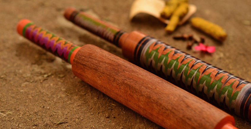 Kutch lacquer rolling pin ~ Belan