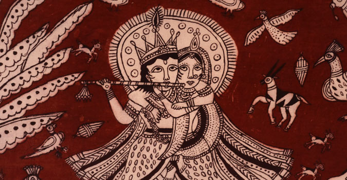 Sacred cloth of the Goddess- Radha Krishna (71 X 140 cm)