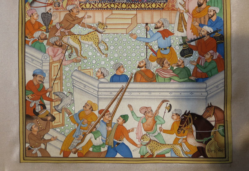 Miniature painting ~ Emperor Akbar receiving Abdul rahim