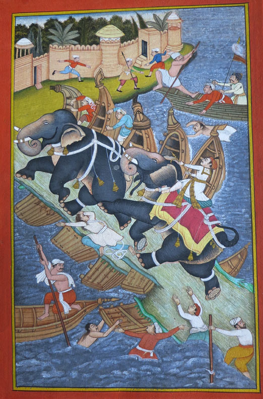 Miniature painting ~ Emperor Akbar laying siege