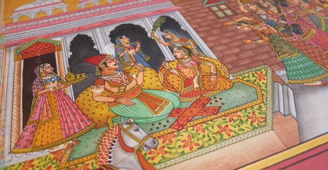 Miniature painting ~ Vasant Panchami at Mewar