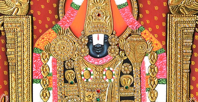 Miniature Painting ~ Shri Tirupati balaji  (24X18 inch)