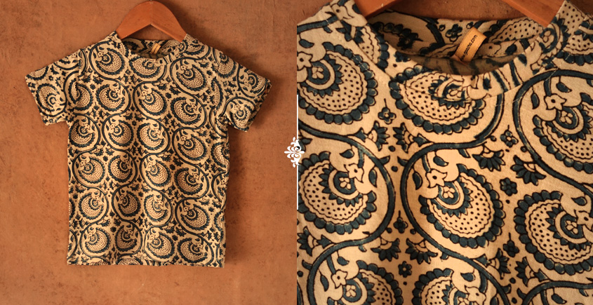 Floral carousels I ✼ Vegetable Colors Ajrakh T-Shirt ( Kids )