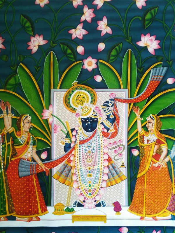 Pichwai Painting ~  Srinath ji . Kamal taal { 3.5 X 5 Feet }