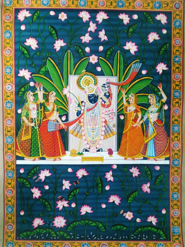 Pichwai Painting ~  Srinath ji . Kamal taal { 3.5 X 5 Feet }