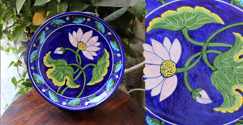 Atasi ⚘ Blue Pottery Blue Lotus Floral Plate ⚘ H