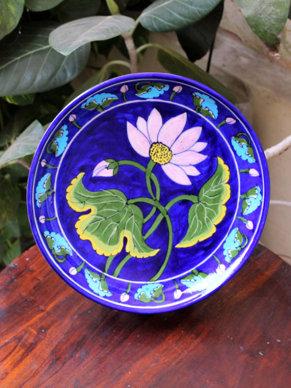 Atasi ⚘ Blue Pottery Blue Lotus Floral Plate ⚘ H