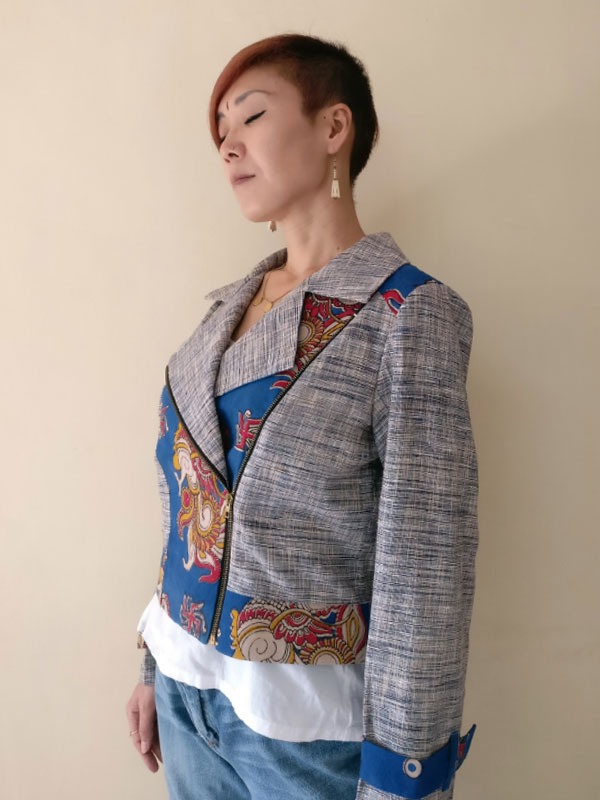 Expressway ❆ Biker Jacket - Handloom & Kalamkari (Blue) ~ 13