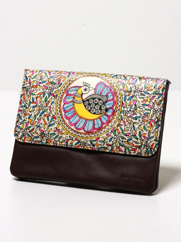 उपवन ~ Leather * Hand Painted { Clutch Madhur Mayur }