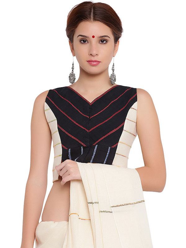 खेस ✥ Black and white panel sleeveless blouse ✥ 5