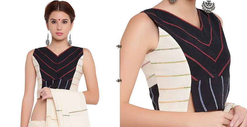 खेस ✥ Black and white panel sleeveless blouse ✥ 5