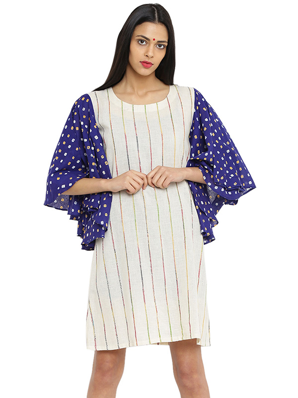 खेस ✥ White khesh bandhani sleeves ✥ d