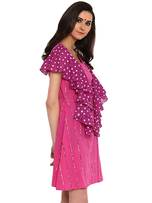 खेस ✥ Pink khesh with ruffel bandhani dress ✥ a